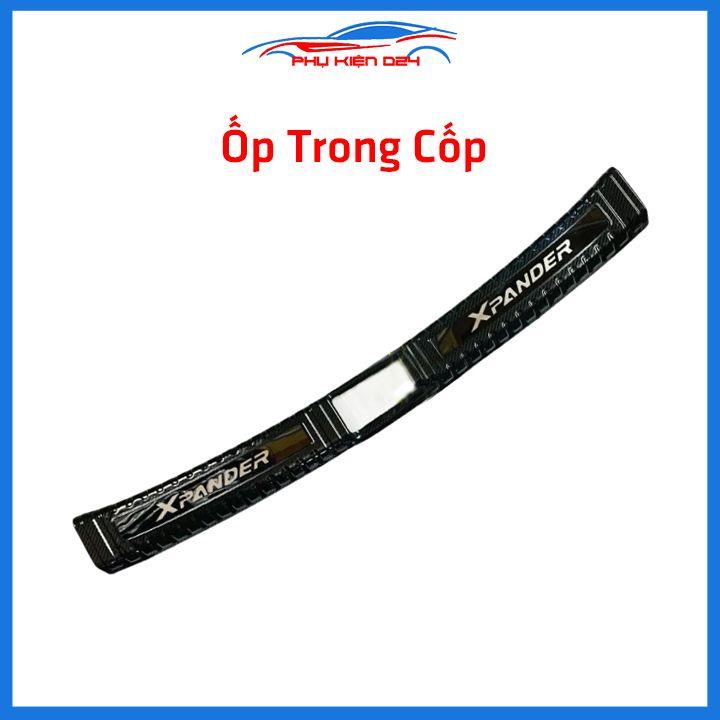 Ốp chống trầy cốp Xpander 2018-2019-2020-2021-2022 thép không gỉ vân Cacbon bảo vệ xe chống va đập