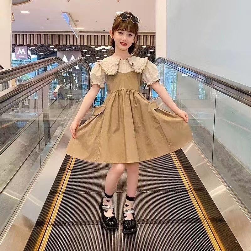 DONGSHOP HOT Váy mùa hè cho bé gái 2023 Váy công chúa thời trang cho bé gái Váy cổ búp bê mùa hè