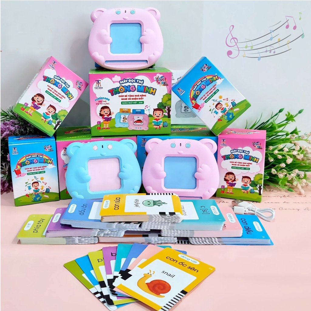 Máy đọc thẻ Song Ngữ Anh Việt, máy đọc thẻ tiếng anh flashcard 225 thẻ 510 từ khoá và 29 chủ đề