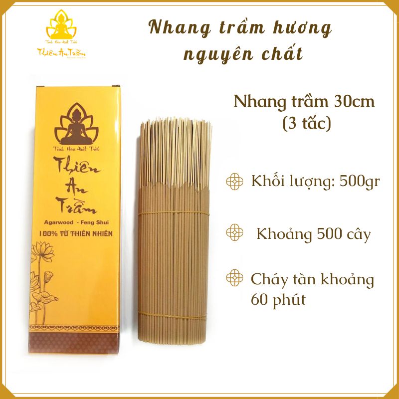 Nhang trầm hương nguyên chất tự nhiên Size 30cm - Hộp 500 gram