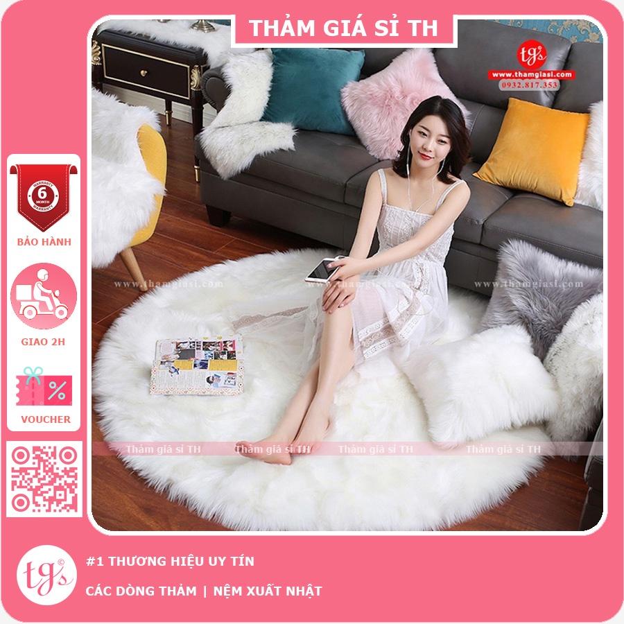 Thảm Lông Tròn Size Lớn - Thảm Trải Sàn - Trang Trí Phòng Khách - Phòng Ngủ