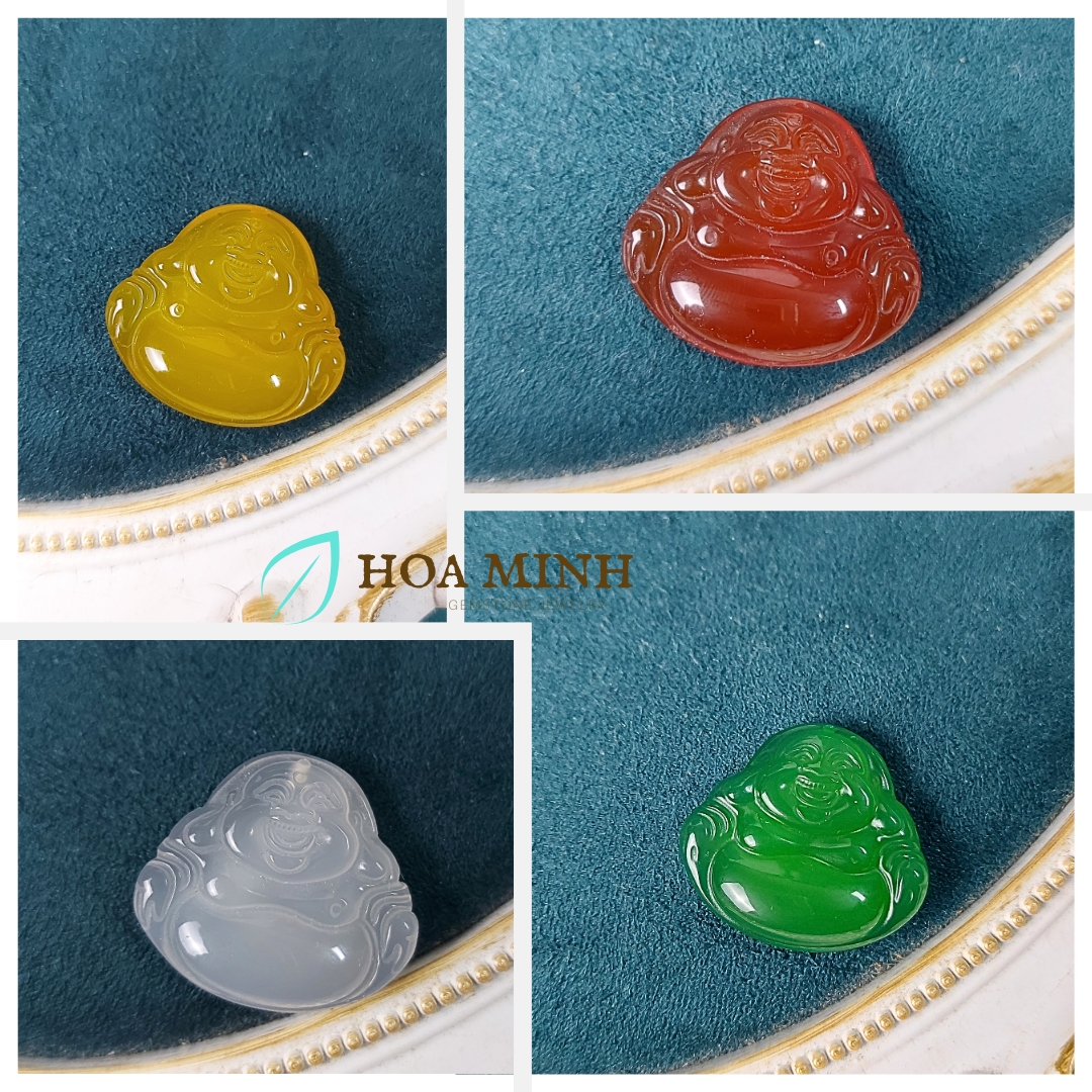 Mặt dây chuyền kiểu ngài Di Lặc đá Mã Não A size 27x30mm hoan hỉ phong thuỷ tài lộc