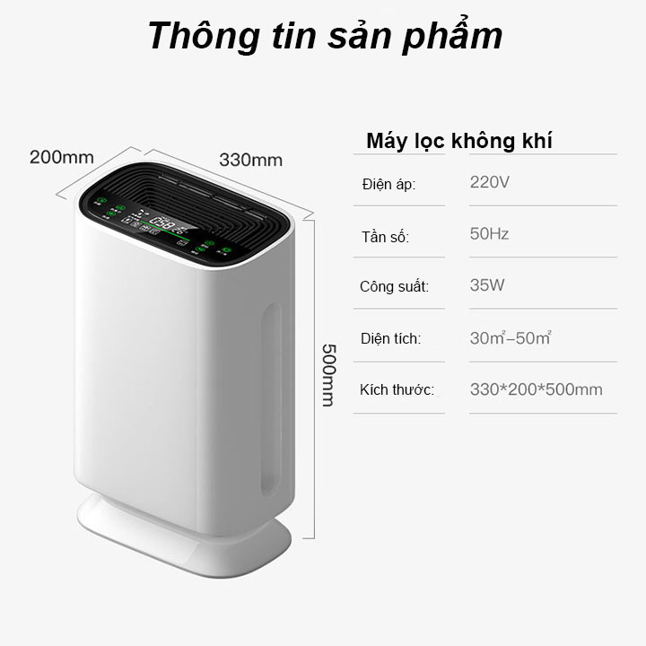 Máy Lọc Không Khí Gia Đình Có Bộ Lọc 3 Lớp HEPA, Có Điều Khiển Từ Xa Và Màn Hình Hiển Thị