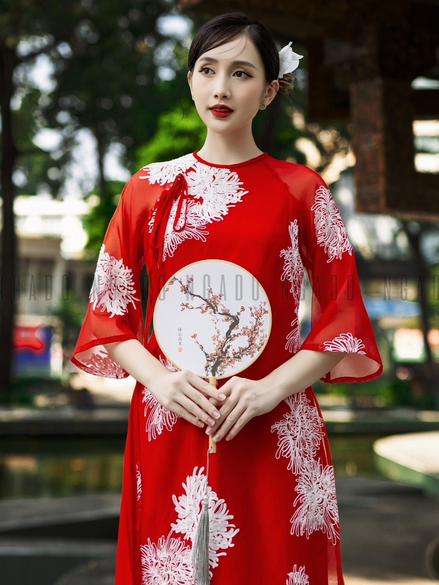 Áo dài Đào Viên NGADO , áo dài Tết , áo dài cách tân , áo dài truyền thống