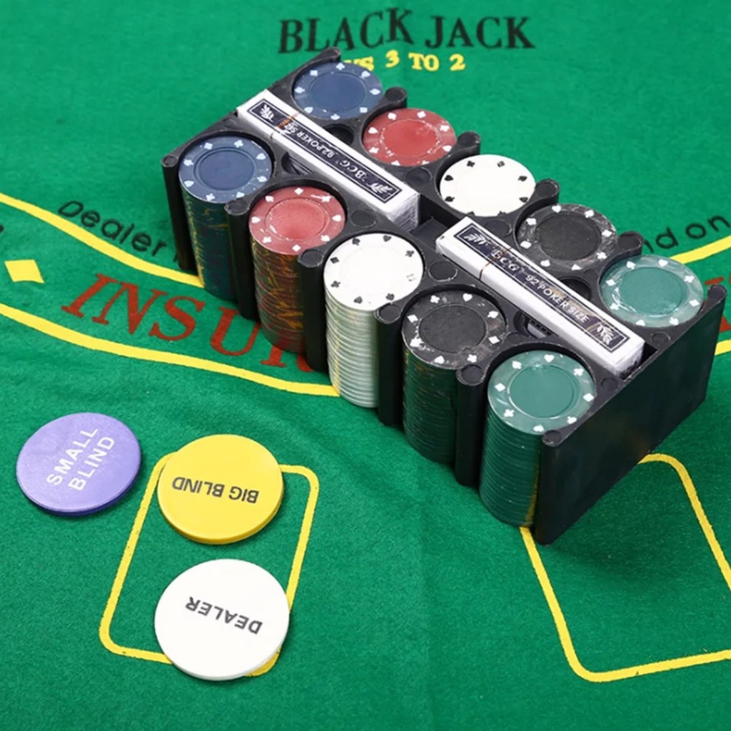 Bộ Phỉnh Poker Blackjack 200 Chips kèm thảm và 2 bộ bài