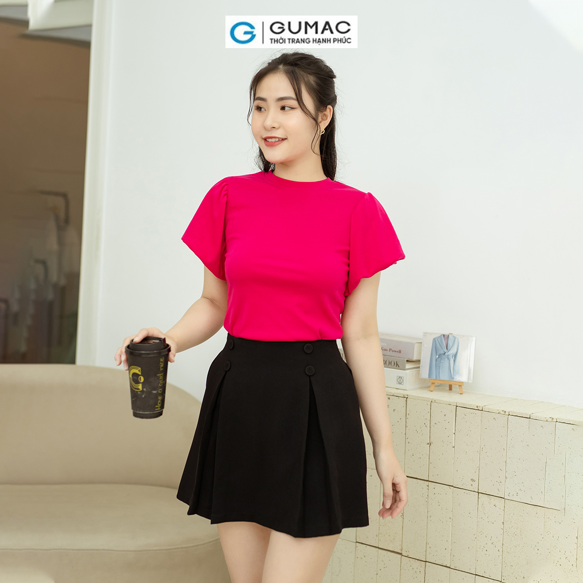 Quần váy đính nút GUMAC QD08057