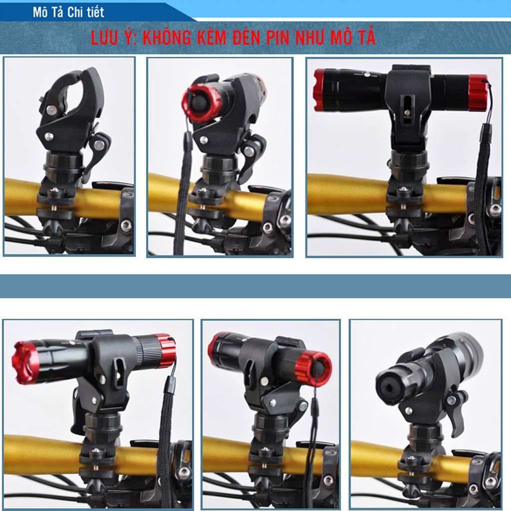 Kẹp Gắn Đèn Pin ML10 Xe Đạp Gắn Ghi Đông Tay Lái Xoay 360 Độ Chắc Chắn Mai Lee