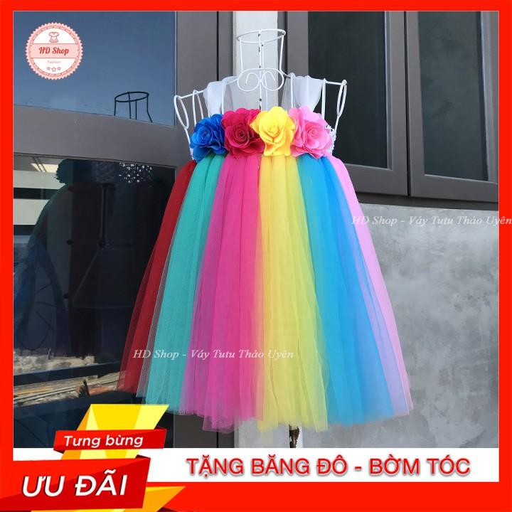 Hình ảnh Váy dạ hội cho bé ️FREESHIP️ Váy 7 sắc quai thường cho bé gái siêu cute