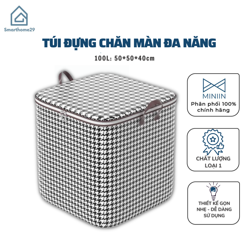 Túi Đựng Chăn Màn Quần Áo Cớ Lớn 100L, Túi Đựng Đồ Đa Năng Có Thể Gấp Gọn Tiện Lợi - Hàng Loại 1 - Chính Hãng MINIIN