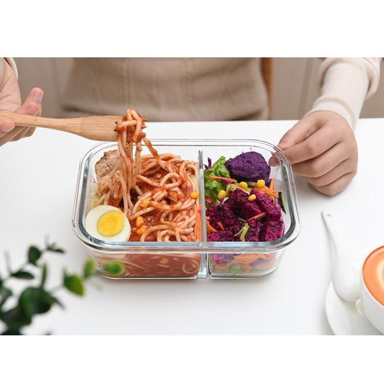 Hộp Đựng Cơm 3 Ngăn, Hộp Đựng Thức Ăn Thủy Tinh Cường Lực Chịu Nhiệt Tốt, An Toàn Cho Sức Khỏe