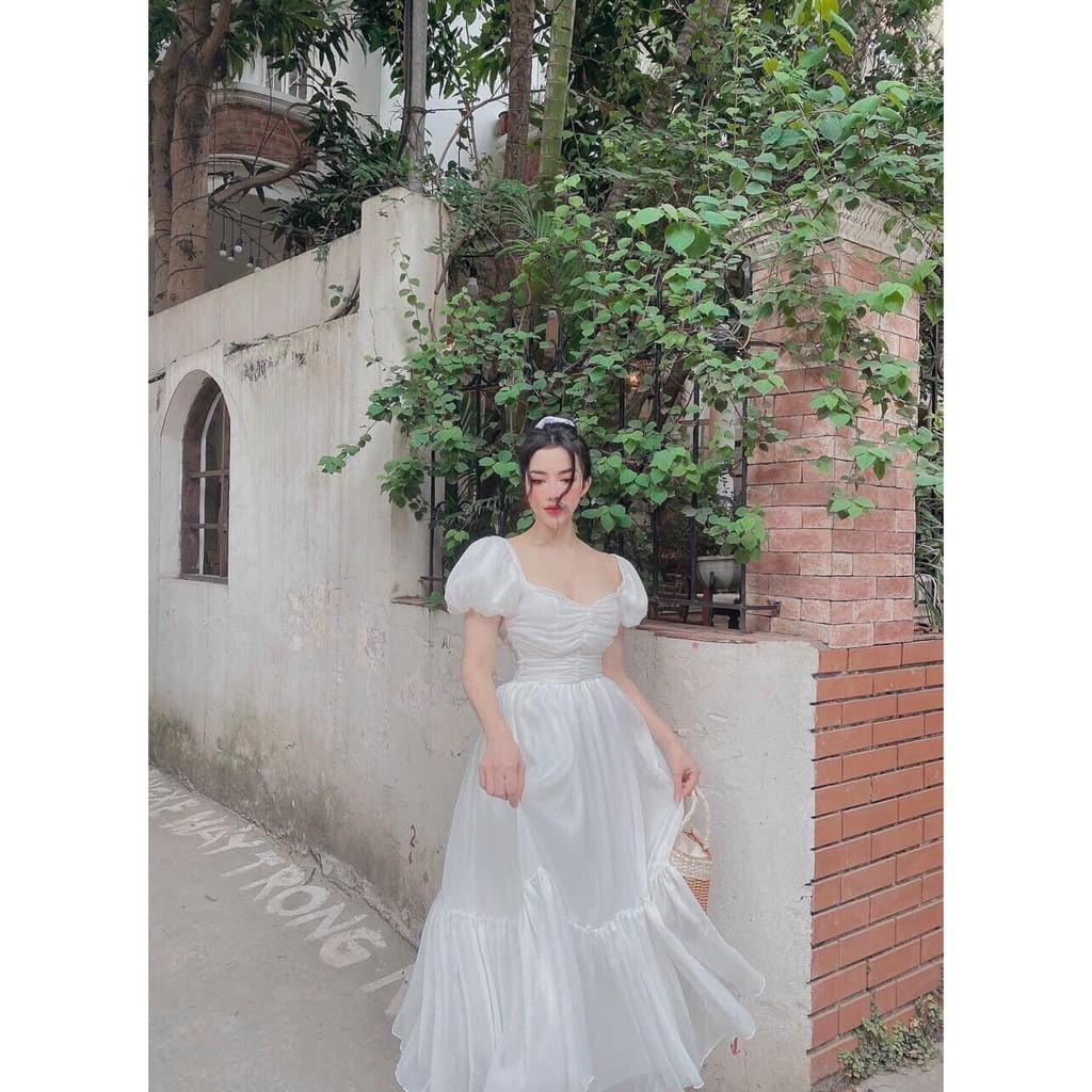 Đầm maxi đi biển dạo voan xoè nhún ngực dáng váy dài đi chơi đi tiệc đám cưới, du lịch sang chảnh cao cấp PVC