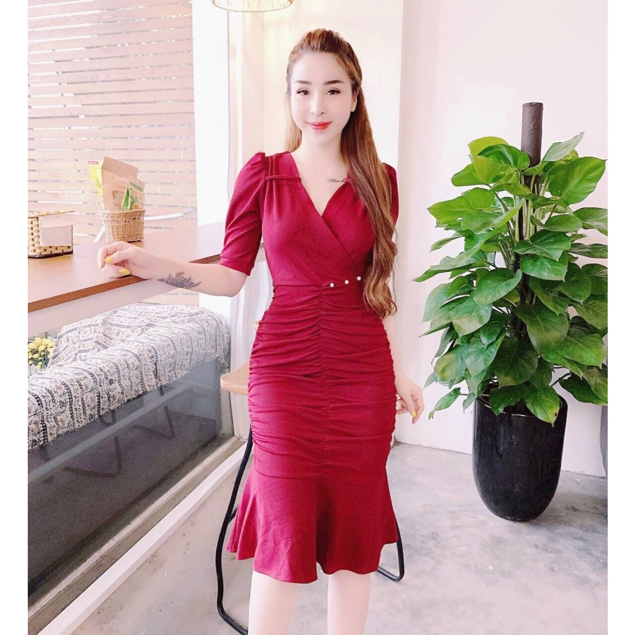 Đầm đuôi cá tay lỡ thời trang dạ hội