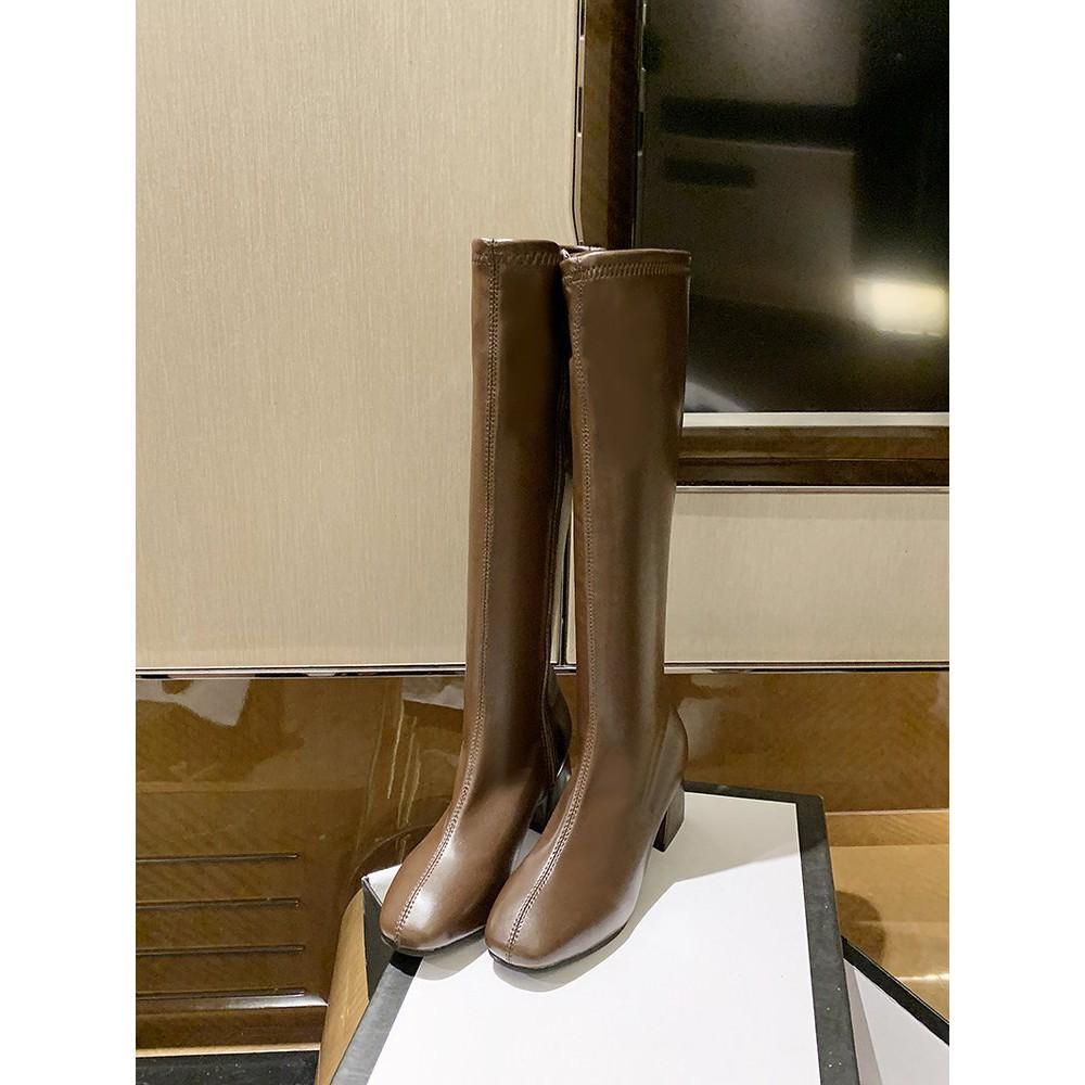BOOT ĐÙI NỮ MŨI TRÒN GÓT VUÔNG KHÓA KÉO HÔNG ĐEN NÂU KEM QUẢNG CHÂU LOẠI ĐẸP