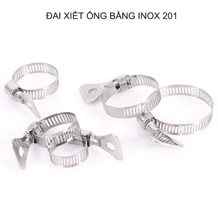 Combo 10 đai xiết ống bằng inox 201, có nhiều kích cỡ cho khách tùy chọn