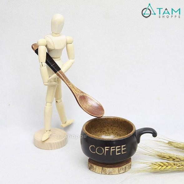 Combo 4 Muỗng gỗ trang trí màu nâu quấn cước W-MG-23