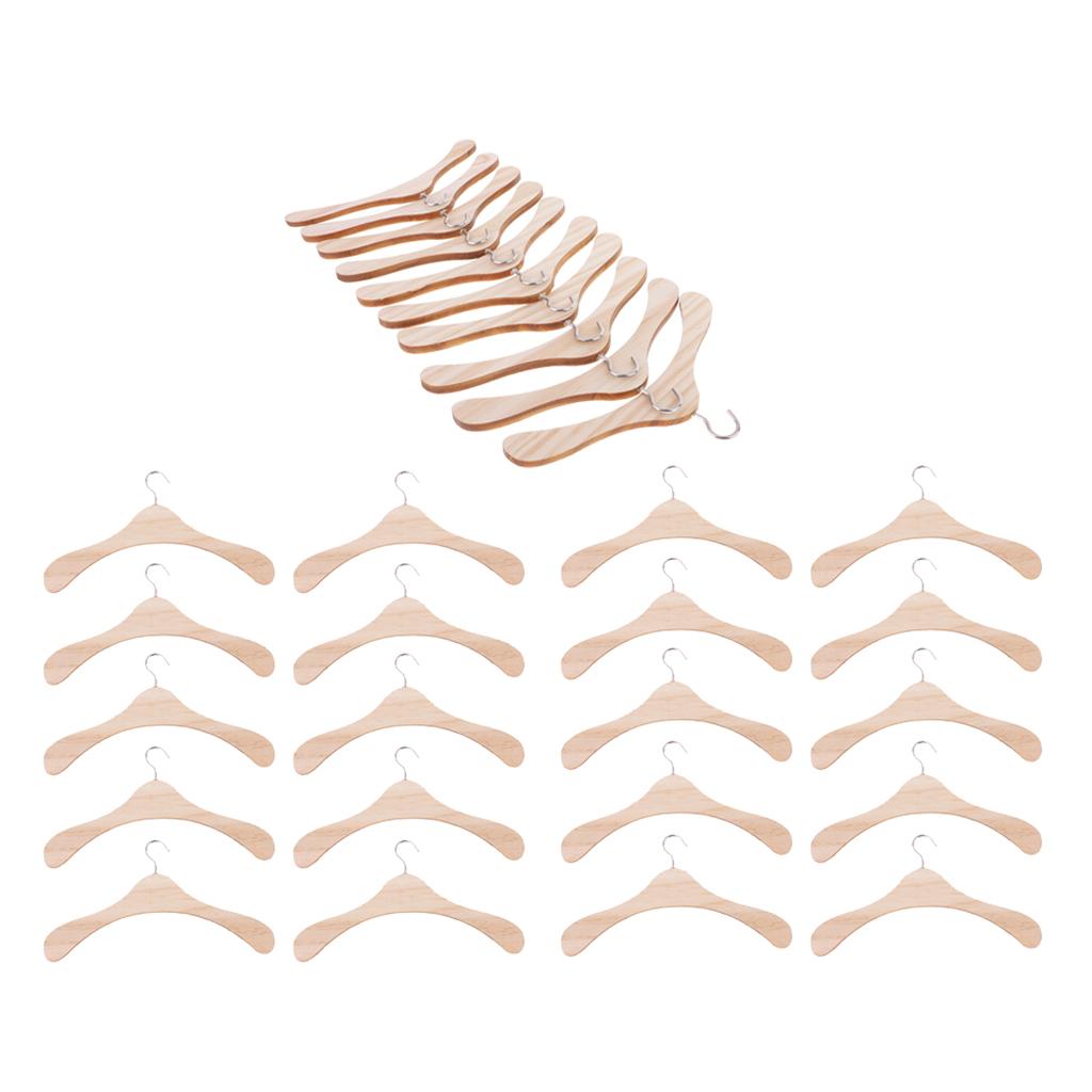 30 Gói Bằng Gỗ Tự Nhiên Móc Treo Áo Khoác Móc Treo Áo BJD SD17 Chú Búp Bê