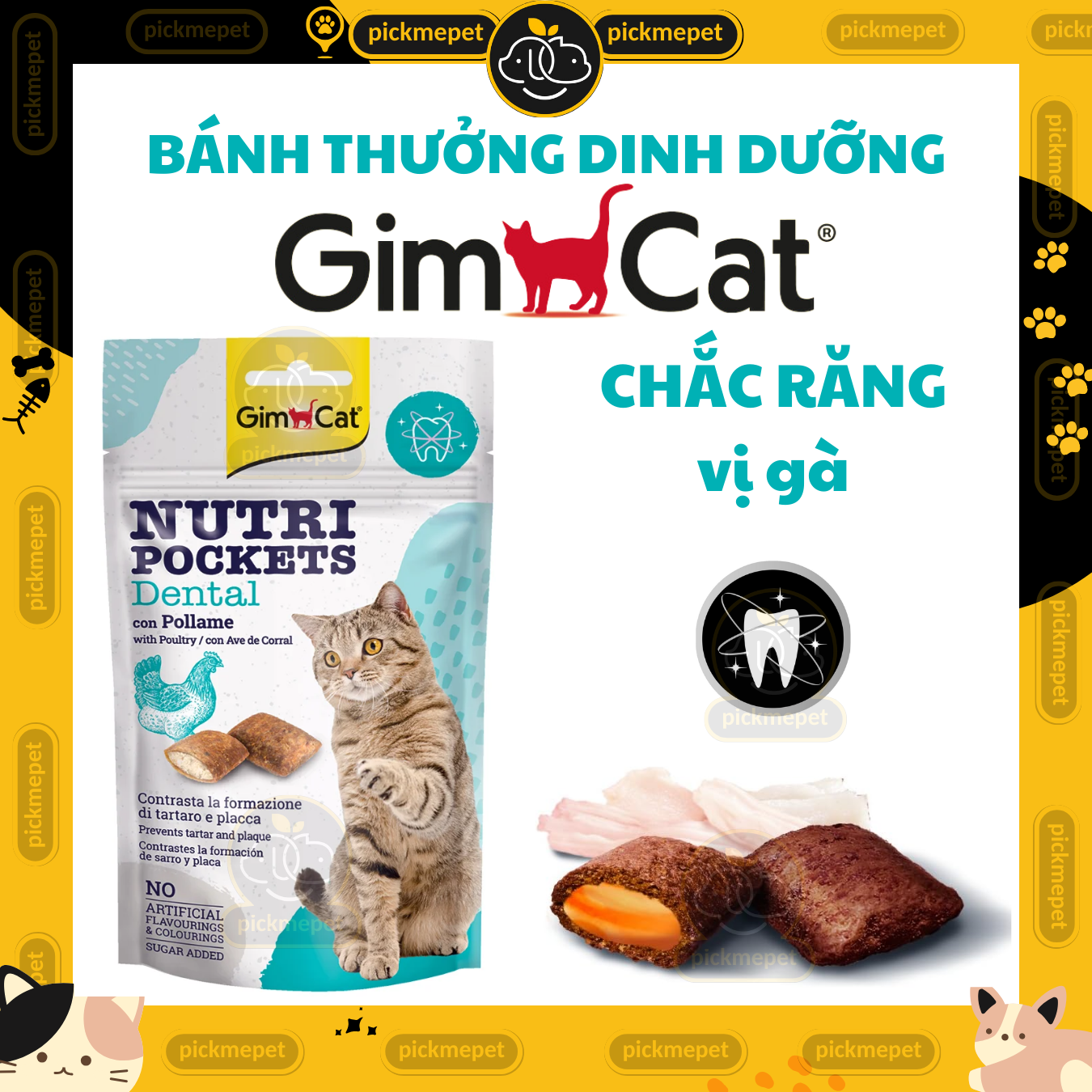 [Gói 60g] Snack GimCat Nutri Pockets - Bánh Quy Thưởng Giòn Dinh Dưỡng Có Nhân Dành Cho Mèo Nutri Pocket