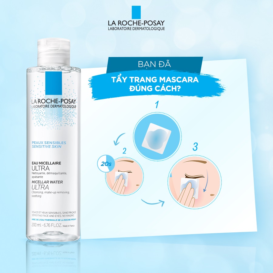 Nước Tẩy Trang Làm Sạch Sâu Cho Da Nhạy Cảm La Roche-Posay Micellar Water Ultra Sensitive Skin 200ml + Tặng Móc Khóa