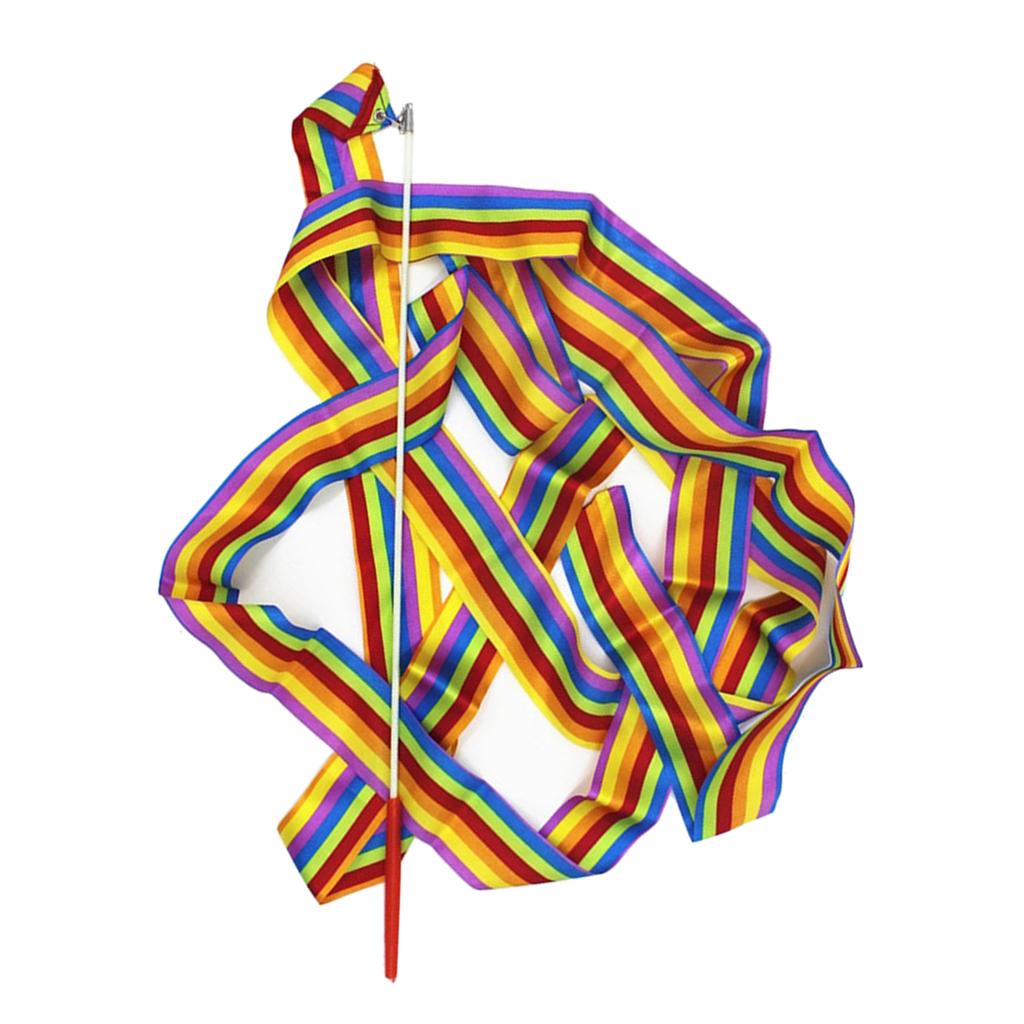 2xDance Ribbon Gym Rhythmic Art Gymnastic Streamer Twirling Rod Colorful