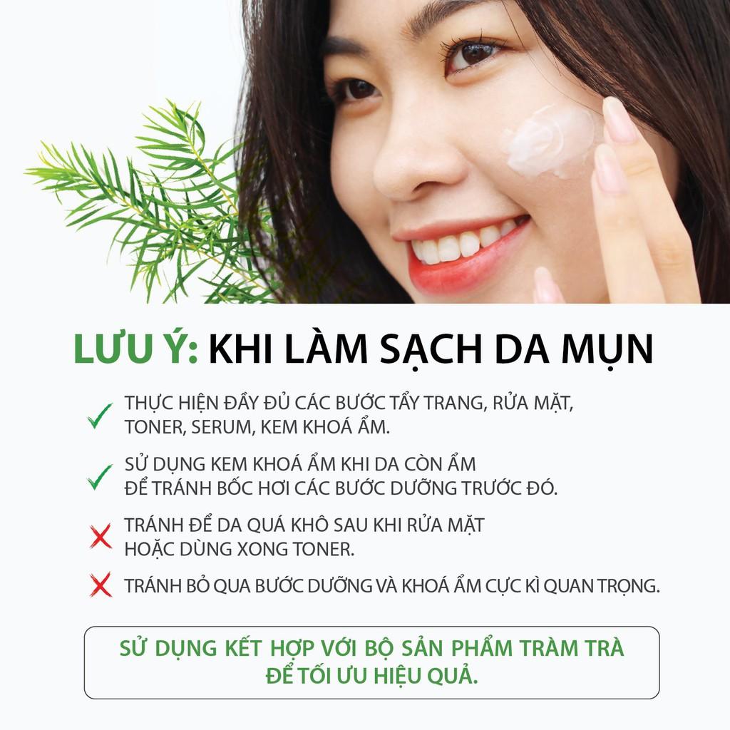 Kem Khóa Ẩm Tràm Trà Ngăn Ngừa Mụn Viêm &amp; Dưỡng Ẩm Dành Cho Da Mụn - Dẫn Xuất Tinh Dầu Tràm Trà 2% MILAGANICS 50gr (Hũ)