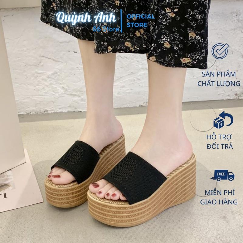 Dép Đế Xuồng Nữ Quai Sợi , Dép Cao Gót Đế Xuồng Siêu Nhẹ ,êm Chân Đế Cao 7cm Chống Trơn Trượt