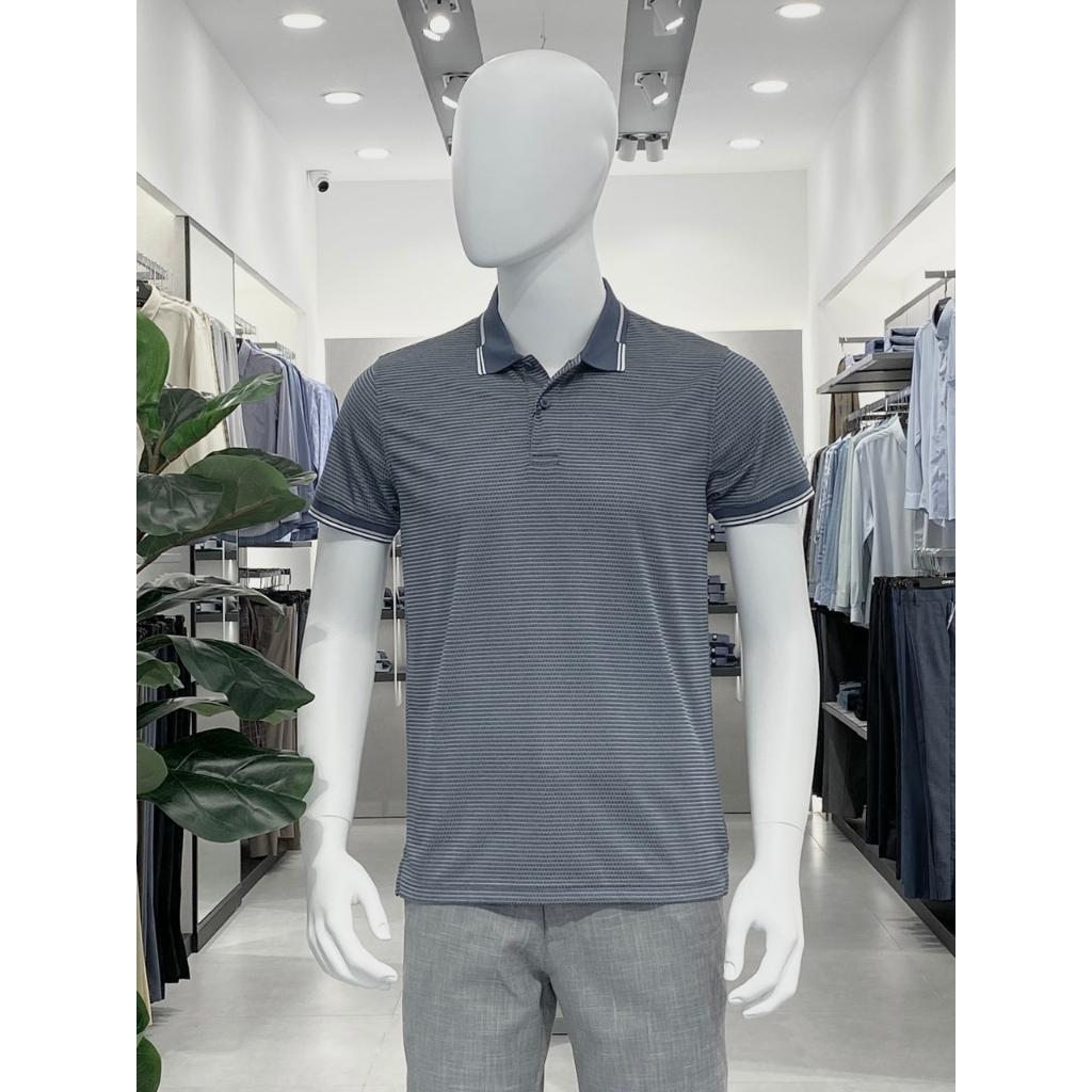 OWEN - Áo polo nam ngắn tay Owen chất thun lạnh màu xanh kẻ tăm 231216