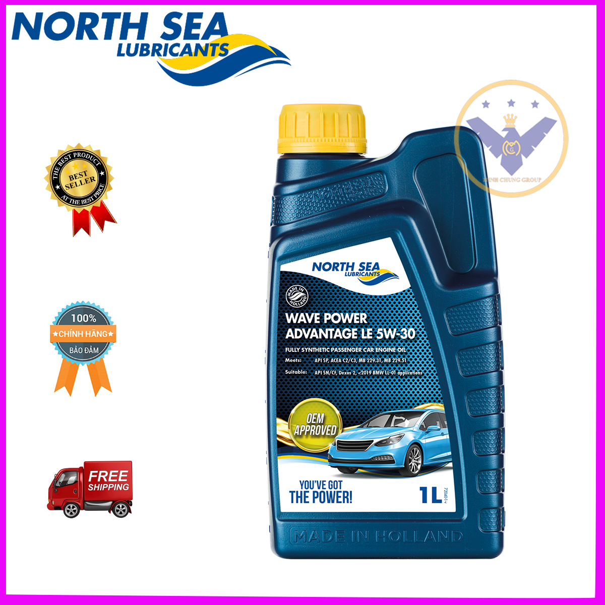 COMBO 6L nhớt dexos2 xe Colorado Multivis ADT C3 5W-30 kèm lọc nhớt Acdelco