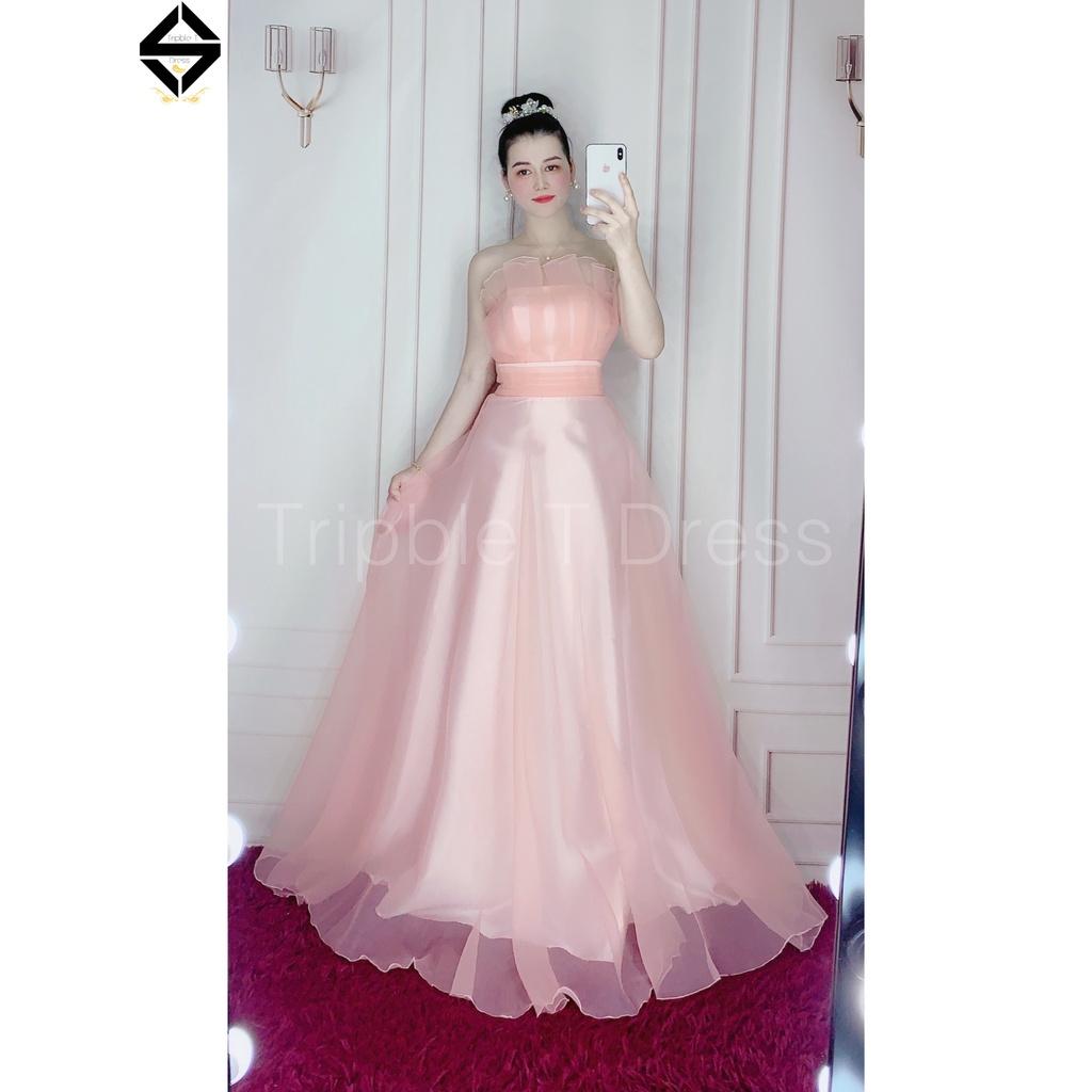 Đầm maxi xòe cúp mặc cưới nhẹ nhàng xếp ly ngực TRIPBLE T DRESS - size S/M