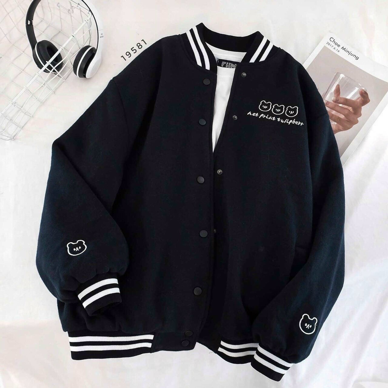 Áo khoác bomber thời trang thu đông nam nữ - áo bomber gió, nỉ gấu hàng 1 lớp form rộng unisex, Áo Khoác Bomber Jacket Con Mèo Unisex Nam Nữ Phong Cách Hàn Quốc, áo cardigan nam nữ phói viền