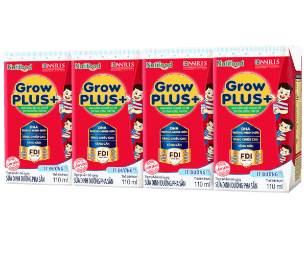 3 Thùng Sữa Bột Pha Sẵn ÍT ĐƯỜNG GrowPLUS+ loại 110ml - Dành cho bé trên 1 tuổi, Tăng Cân, Tăng Chiều Cao, Thông minh hơn