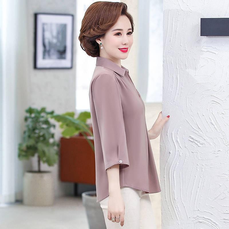 Áo Sơ Mi Nữ Tay Lỡ Trung Niên Đẹp Lịch Sự SM08 - Hàng Quảng Châu Cao Cấp