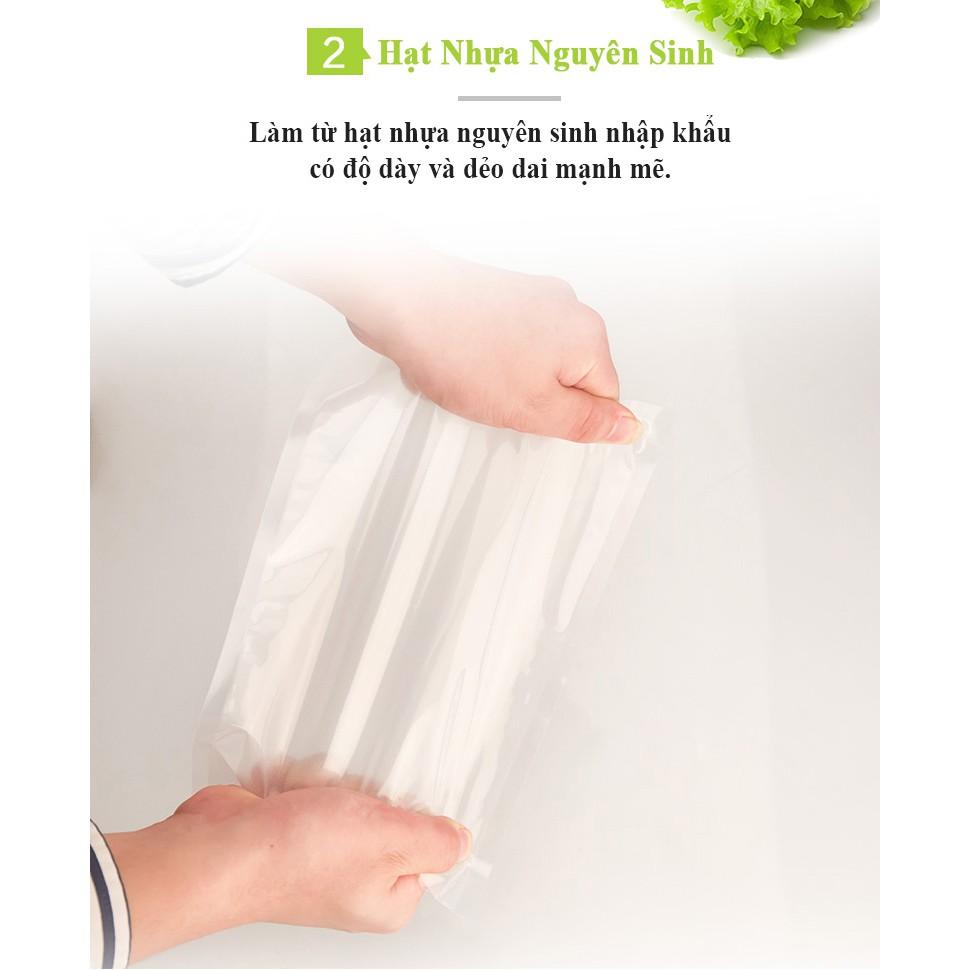 Túi Hút Chân Không Hai Mặt Trơn, Bộ 100 túi hút chân không Thực Phẩm pa pe trơn dày 8 zem đủ size