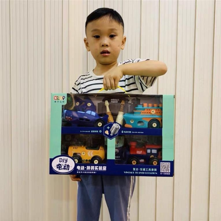 Ô Tô Đồ Chơi Lắp Rắp, Đồ Chơi Lắp Rắp Đa Dạng Mẫu Cho Bé từ 3 - 7 Tuổi- Dùng Pin