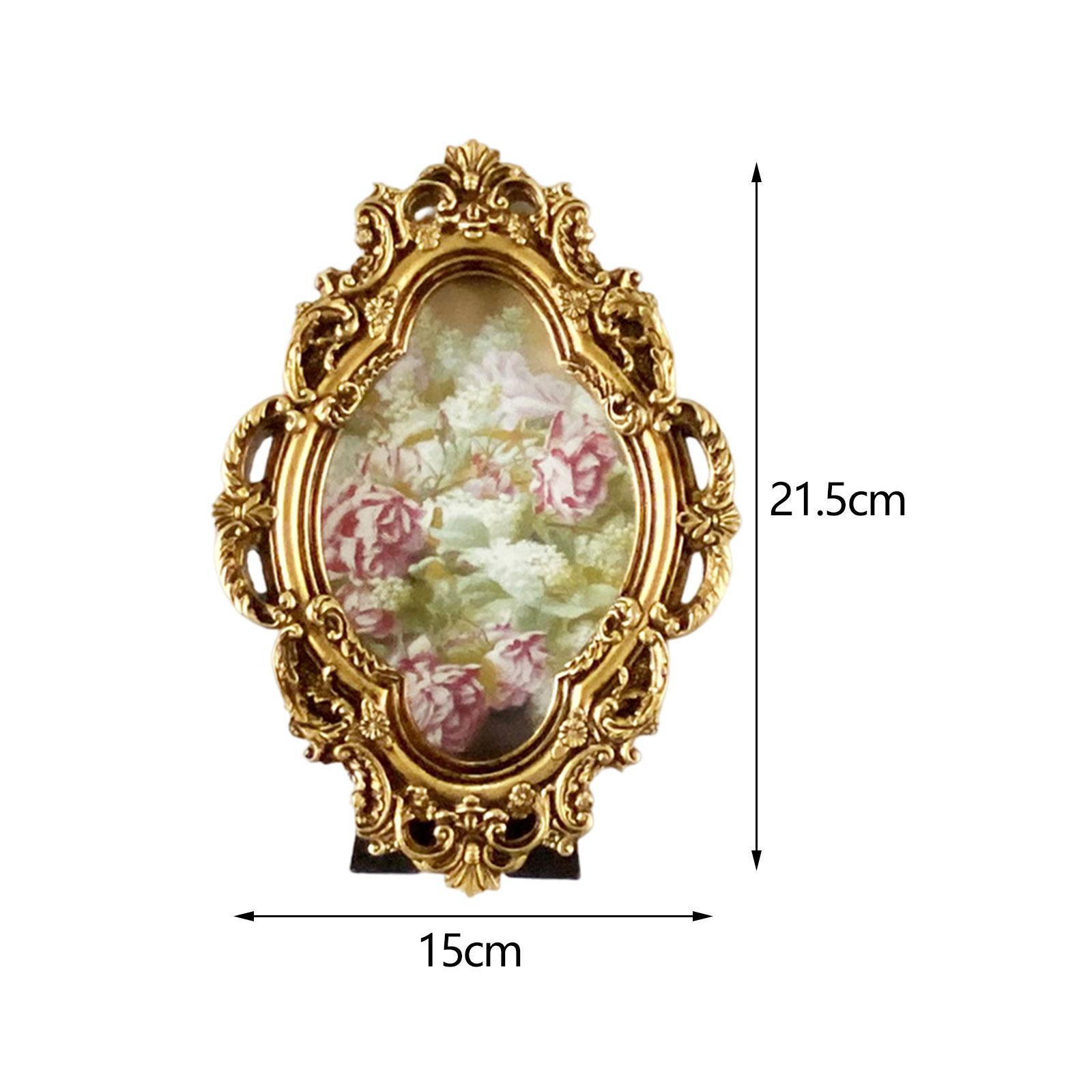 Resin Photo Frame, Small Picture Frame, Vintage Style Embossed Frame, Photo Display Frame Tabletop and Wall Hanging for Home Bedroom Decor