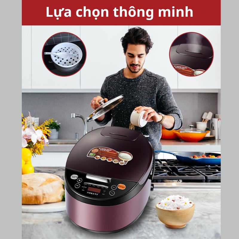 Nồi cơm điện đa năng SOKANY SK-07078 dung tích lớn 6L, bảo quản nhiệt thông minh, nấu cơm, hầm, hấp, tiện lợi mọi lúc mọi nơi - HÀNG CHÍNH HÃNG - DELIYA