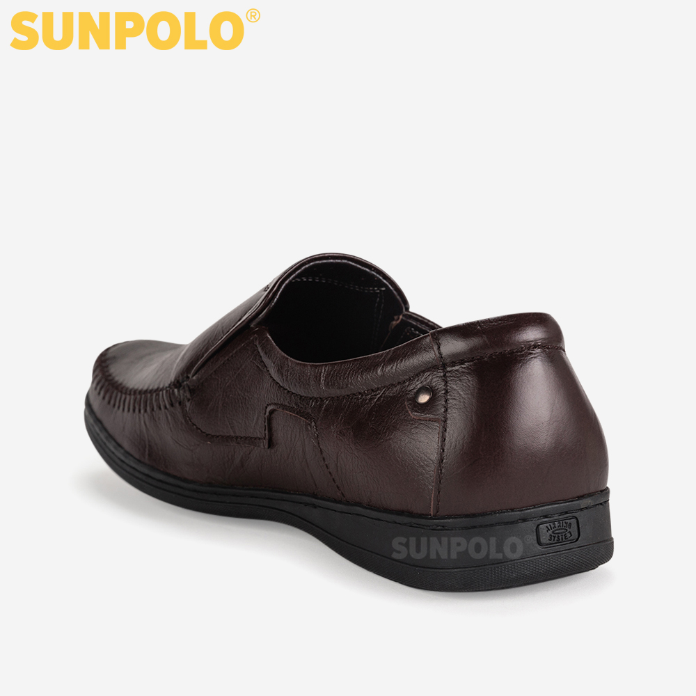 Giày Mọi Da Nam, Giày Lười Da Bò Nam SUNPOLO LS2098 (Đen, Nâu)