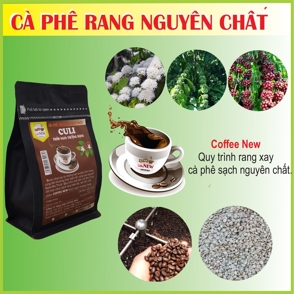 Cà Phê (Cafe) CuLi - Trọng Lượng 200g, 500g, 1kg - Rang Mộc Thơm Ngon Thượng Hạng - Hậu Đậm, Vị Đắng Mạnh Mẽ, Hàm Lượng Cafein Cao - Coffee New