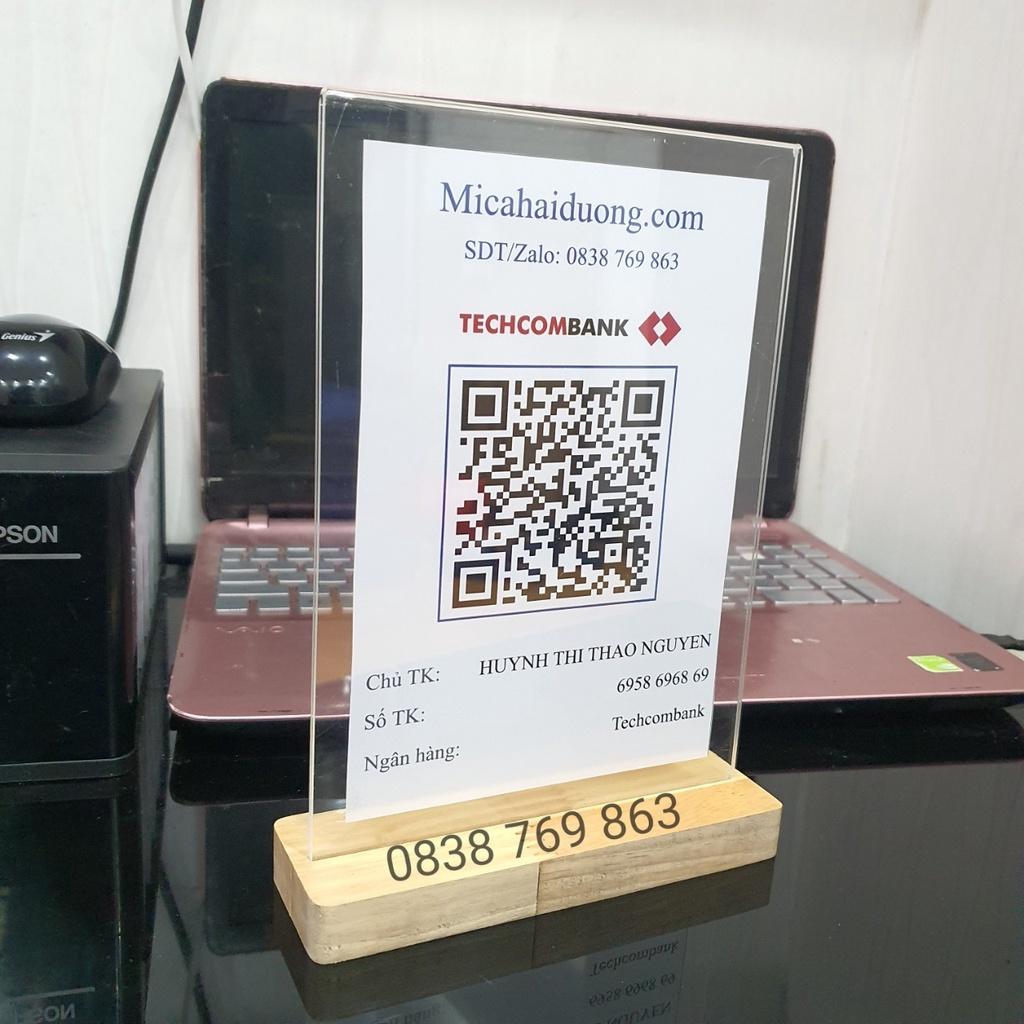 Menu mica để bàn A4,A5,A6. Kệ menu đế lùa. Bảng qr code để bàn