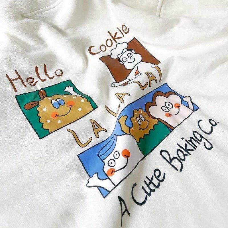 Áo sweater nam nữ tay phồng in cokie được may từ nỉ ngoại mềm mịn,thoáng mát freesize từ