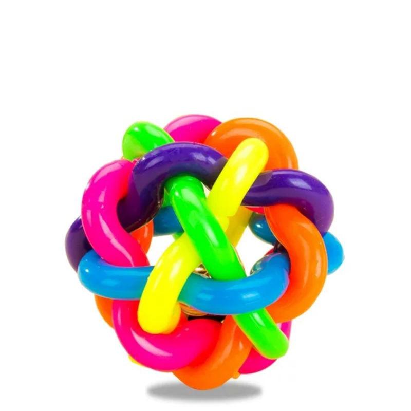 Bóng bảy màu, cầu vồng có chuông, bóng gặm, đồ chơi cho chó, nhựa dẻo