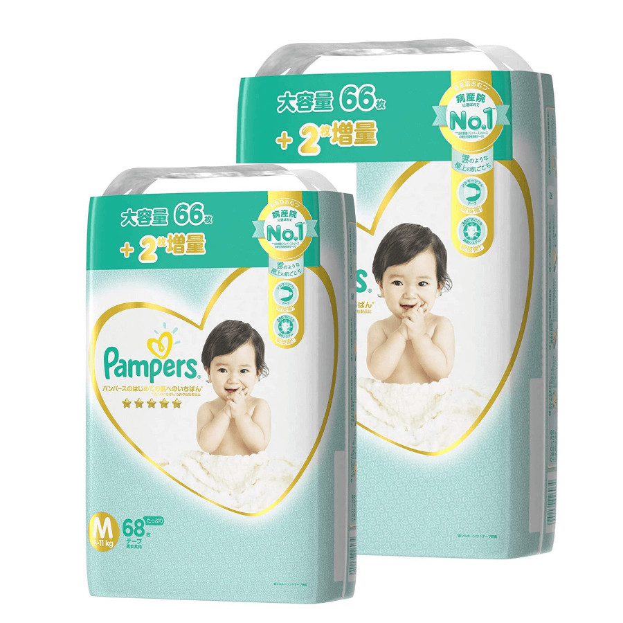 [Combo 2] Bỉm - Tã dán Pampers Premium New size M 68 miếng (Cho bé 6~11kg)