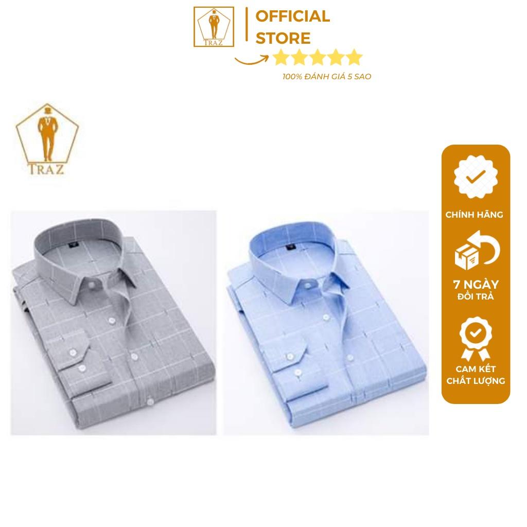 Áo Sơ Mi Nam Họa Tiết Karo Trung Niên TRAZ Dài, Ngắn Tay Vải Cotton
