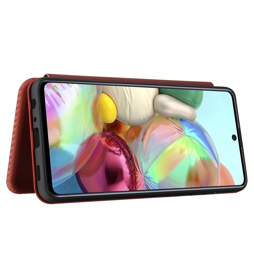 Bao da điện thoại nắp lật phối sợi carbon cho Samsung Galaxy A03S A32 4G A02/M02 A02S A72 A52 A32 5G A12 A42 5G A21S