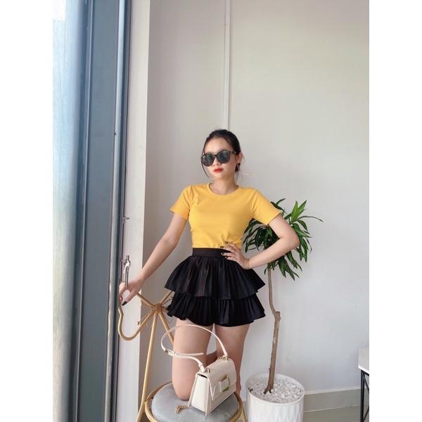 Áo thun trơn thun gân body tay ngắn