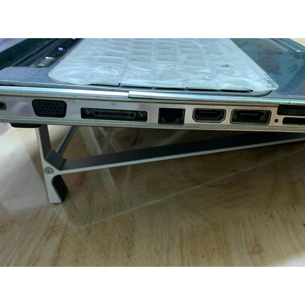 Giá đỡ laptop nhôm, 2 in 1, đế kê tản nhiệt kiêm đế dựng cho macbook ipad surface chính hãng cao cấp