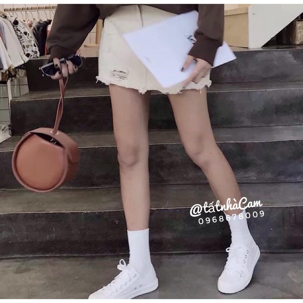 TẤT CAO CỔ NAM VỚ CAO CỔ NỮ TẤT VỚ VINTAGE THẺ THAO GÂN - CAM CAM VINTAGE
