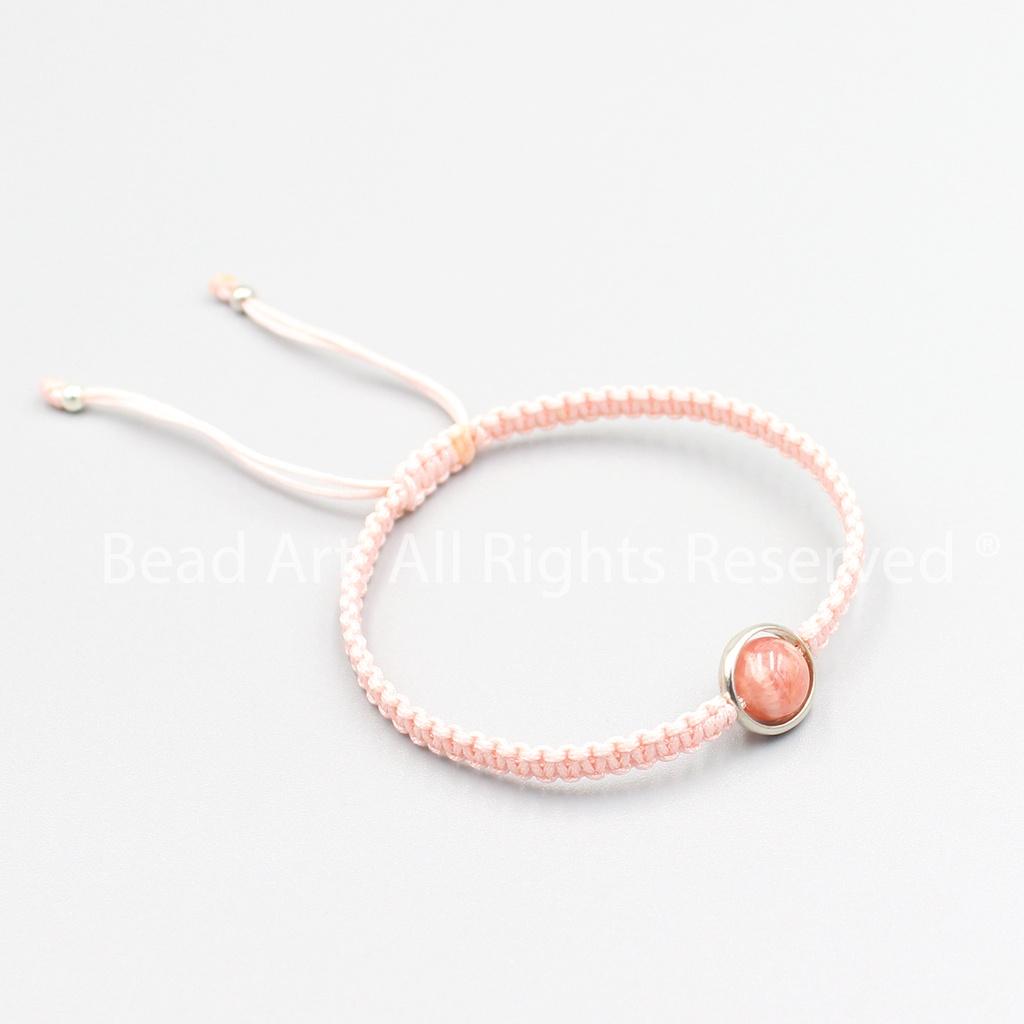 Vòng Tay Thắt Dây Đá Đào Hoa Tự Nhiên Màu Hồng, Rhodochrosite Loại AA, Vòng Tay Phong Thuỷ, Chuỗi Hạt, Mệnh Hoả, Thổ - Bead Art