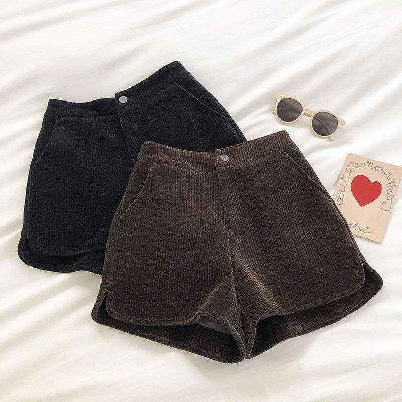 9861. QUẦN SHORT NHUNG LƯNG CAO ỐNG RỘNG BASIC