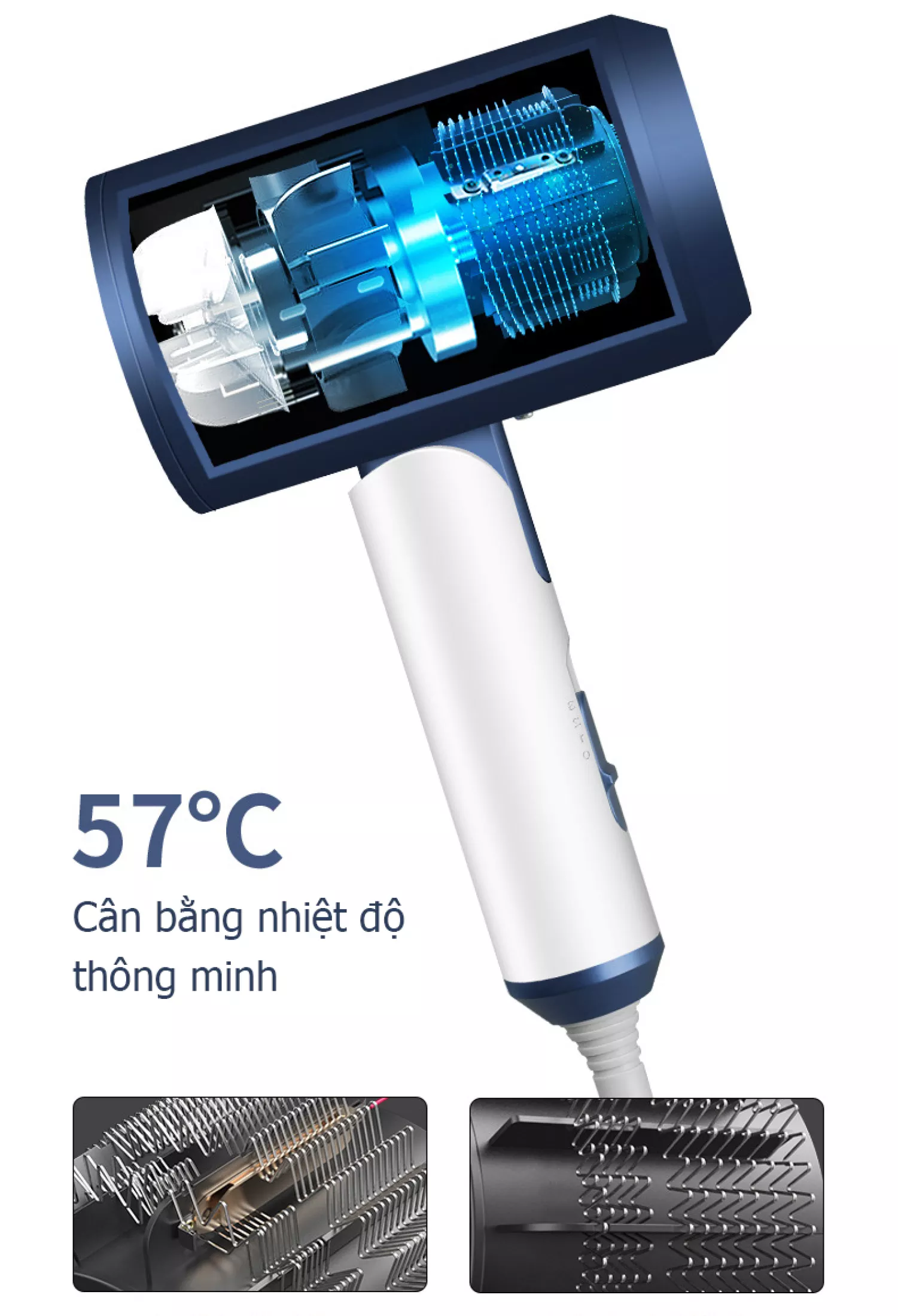 Máy sấy tóc MuSidine công suất lớn 2000W - Máy sấy tóc 2 chiều nóng lạnh, công nghệ sấy lạnh và ion âm bảo vệ tóc, tạo kiểu chuyên nghiệp chuẩn Salon gấp gọn tiện lợi - Máy sấy tóc cao cấp gấp gọn tiện lợi