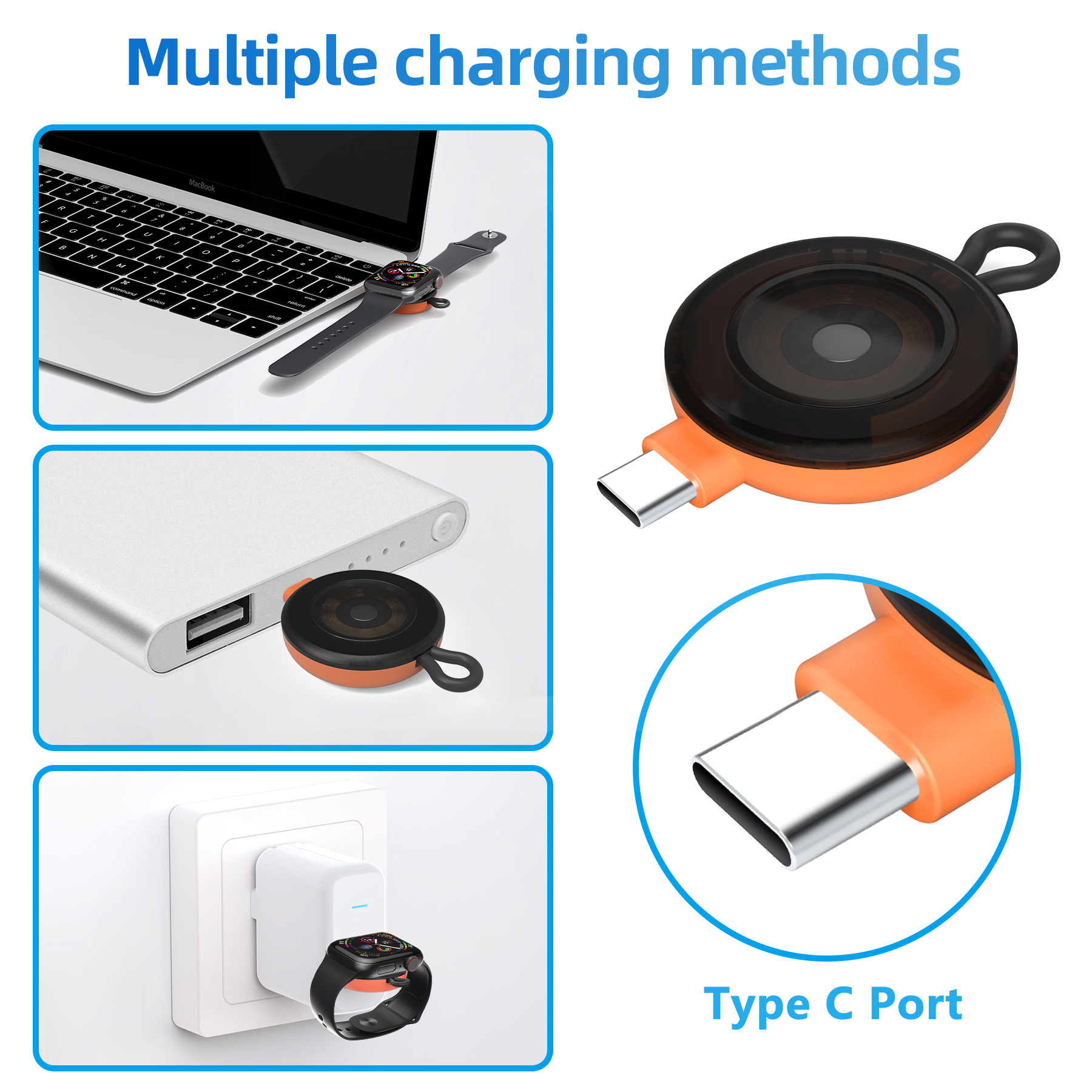 Dock Adapter Sạc Pin USB Type C cho Apple Watch Ultra 1/2 / Apple Watch Series 4/5/6/7/8/9 / Apple Watch SE 1/2 - Hàng nhập khẩu